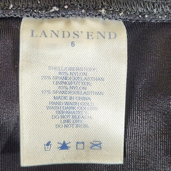 Land's EndSize Womens Swim Bottoms Skirt 6 Solid Black Ruched Side Tie Skirtini - Picture 3 of 3